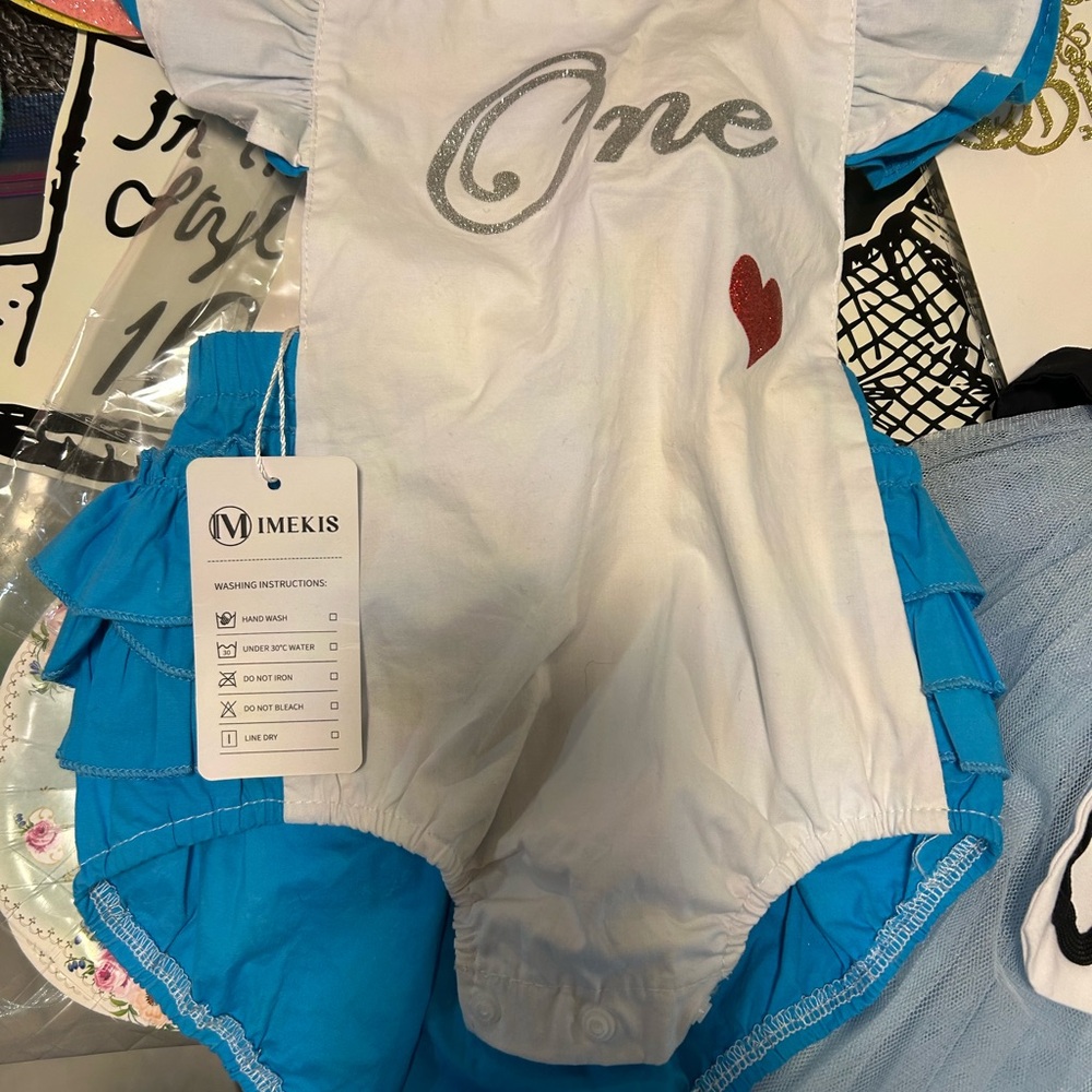 Imekis Kids Bodysuit,dress and party decor for 1st Bday